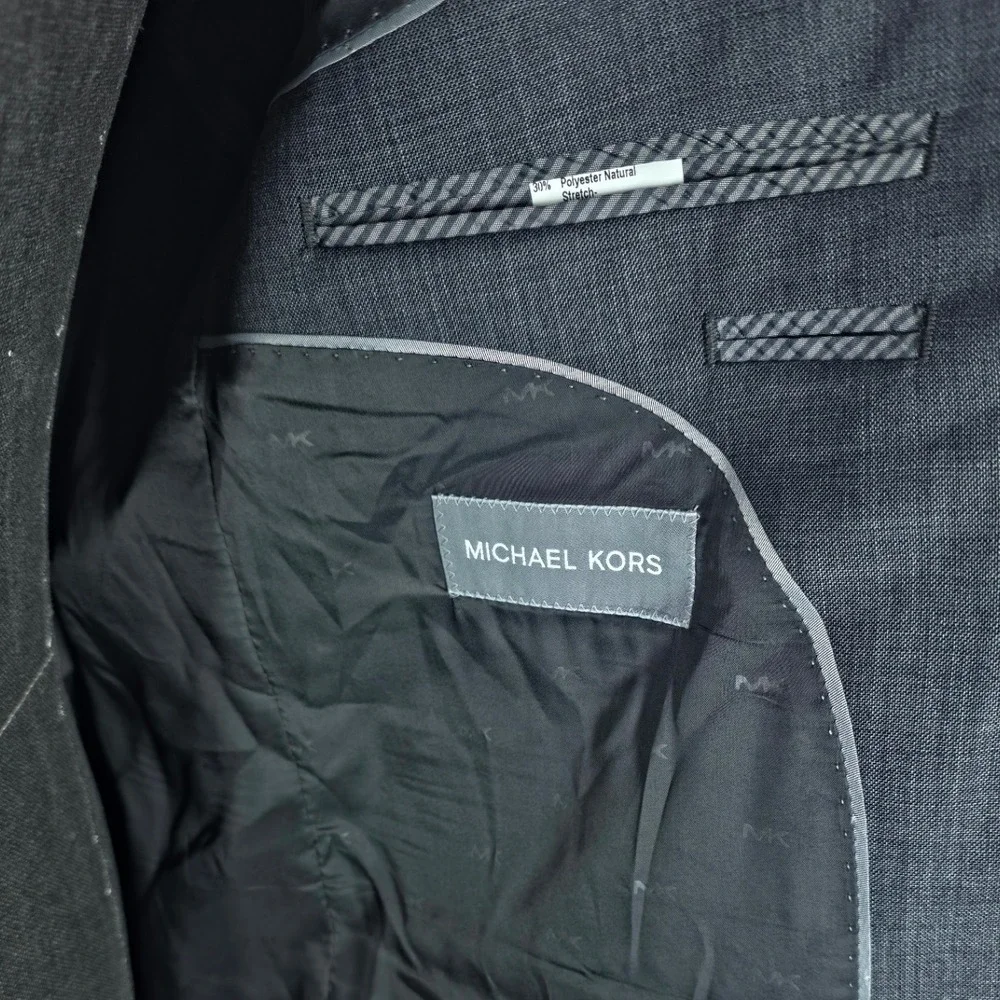 Michael Kors Sport Coat Mens 42L Grey Sharkskin Two‎ Button Blazer Suit Jacket